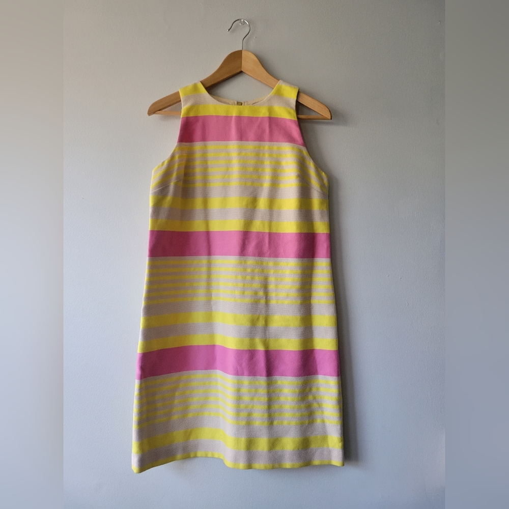 LOFT shift dress yellow and pink stripes 4